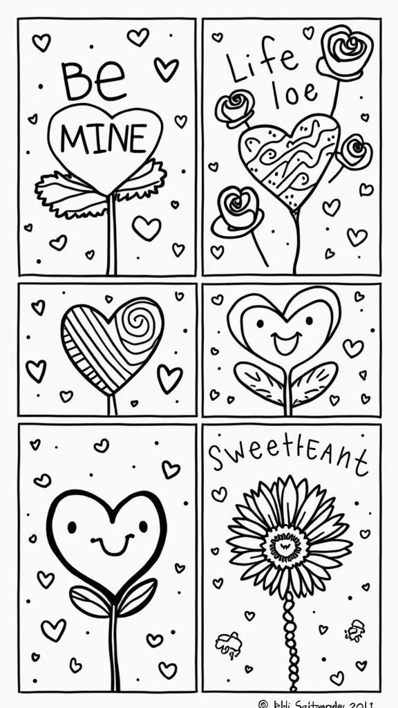 pages à colorier cartes de jour de la Saint-Valentin